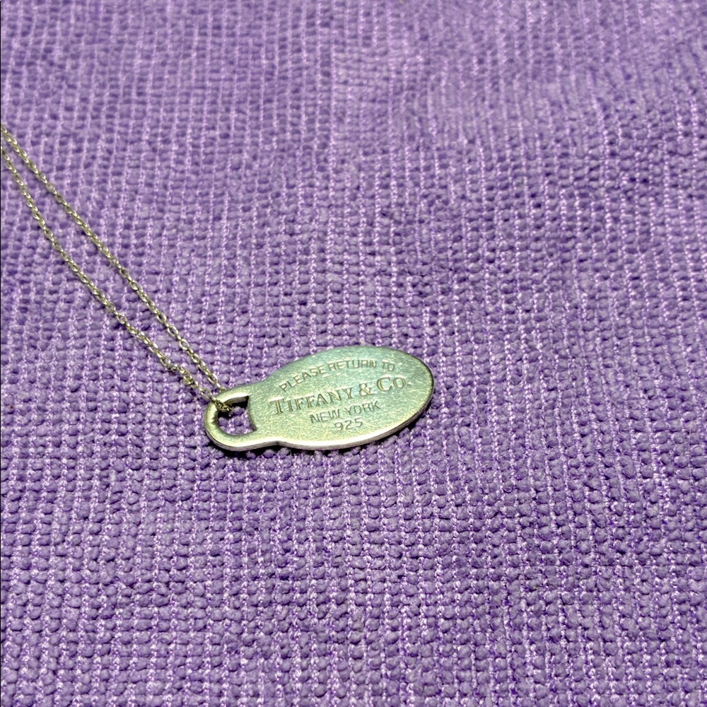 Tiffany & Co. Silver Oval Tag Necklace